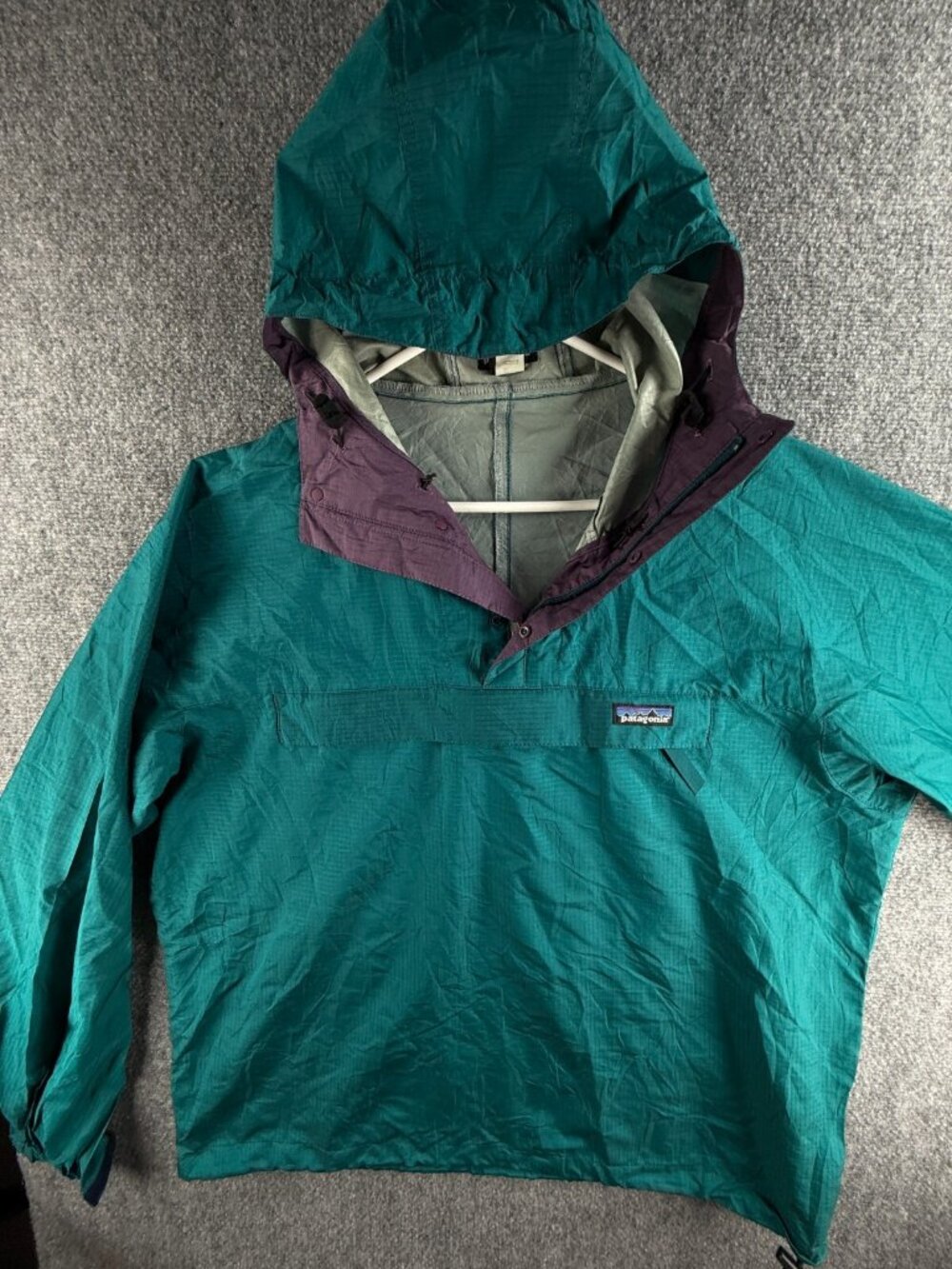 VTG Patagonia 83112 Pneumatic Anorak Jacket Blue Snap Zip Medium Oversized Adult
